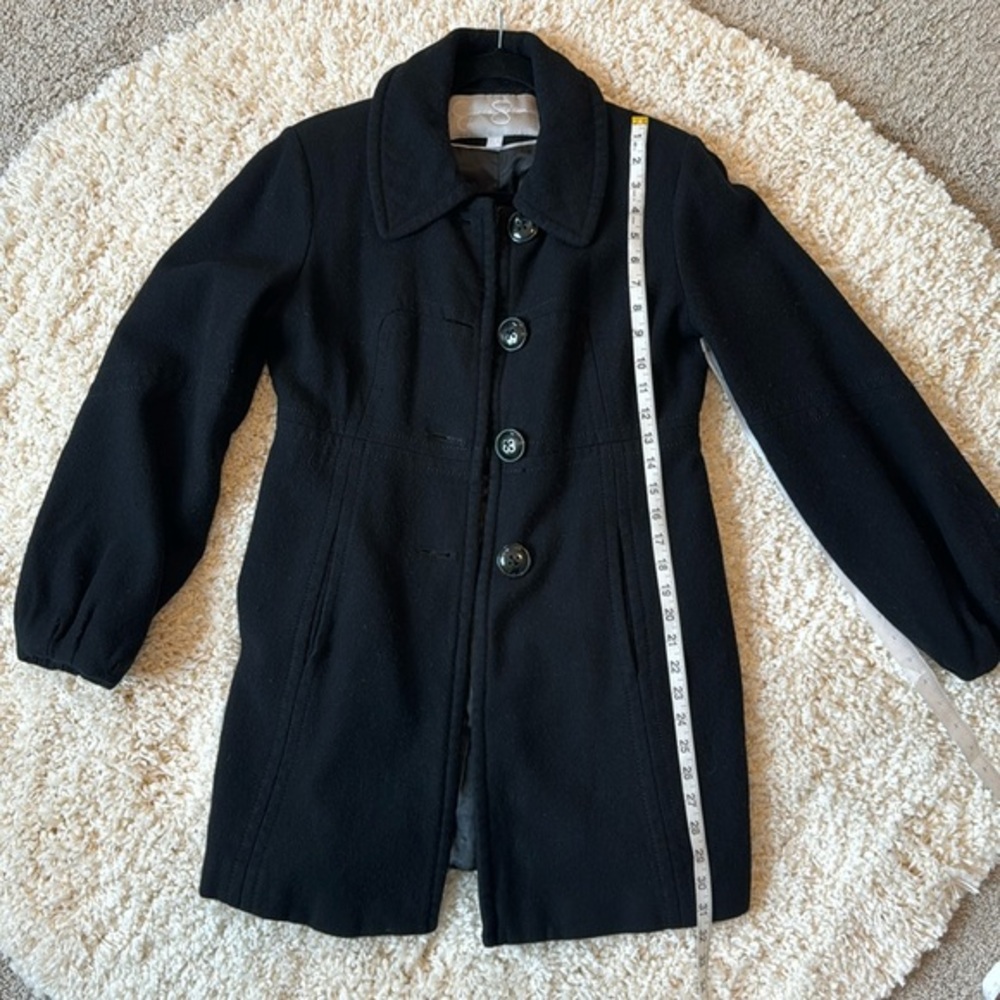 Jessica Simpson Wool Blend Collared Long Sleeve Button Front Coat Black Medium - Picture 1 of 9